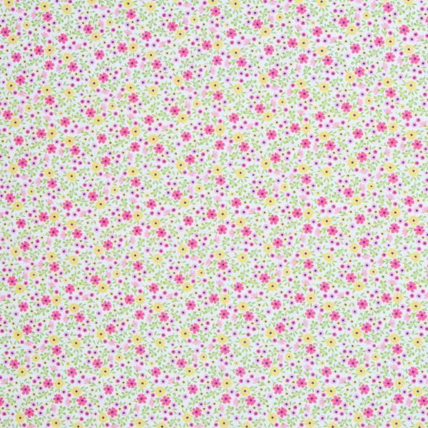 Baumwolle beschichtet Blumen gelb/pink/weiß by Swafing